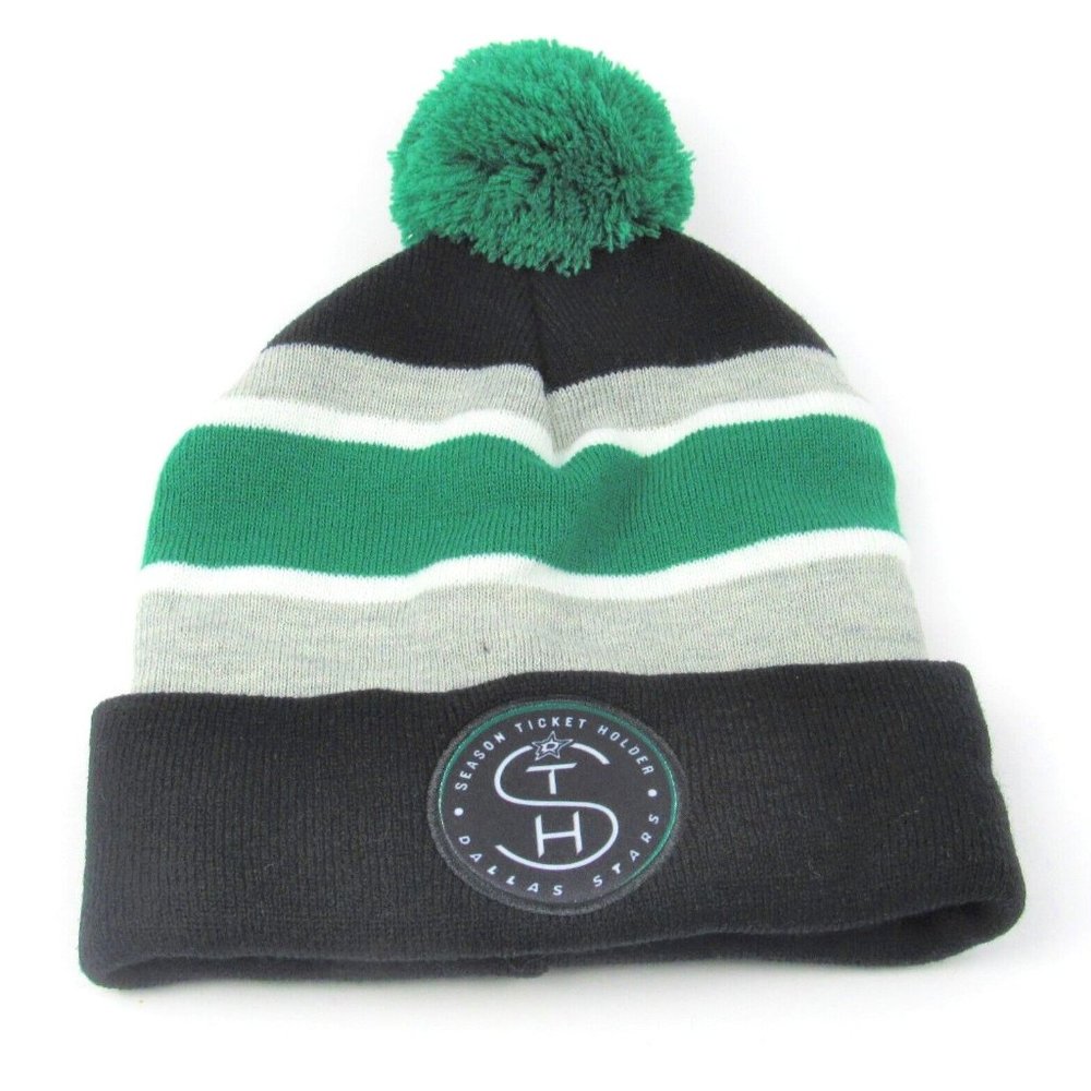 Dallas Stars Season Ticket Winter Hat EUC Green/Black/Gray